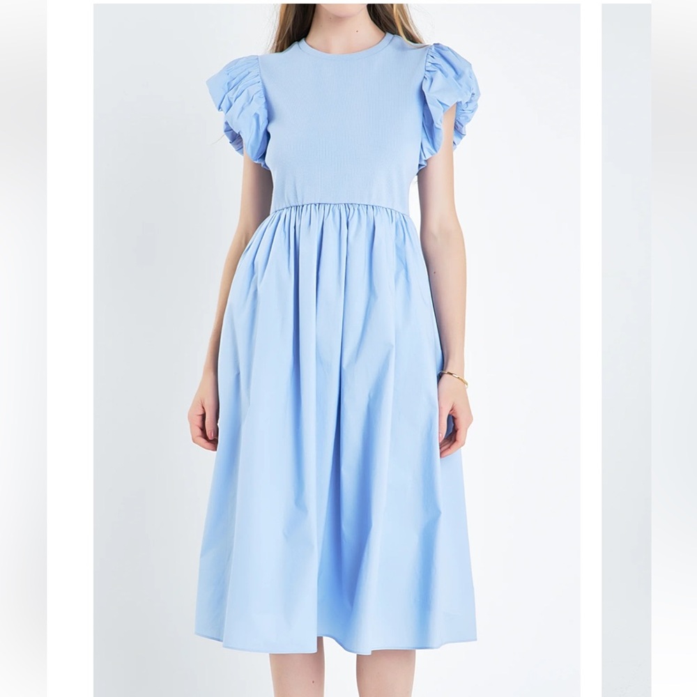 NWT English Factory Puff Sleeve Mixed Media Dress
